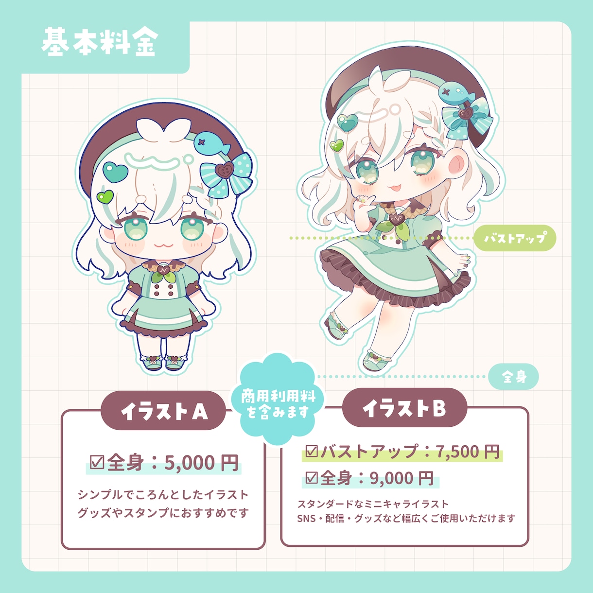 商用利用OK！ミニキャライラストを制作します SNSアイコンやグッズなどにオススメ！ イメージ2