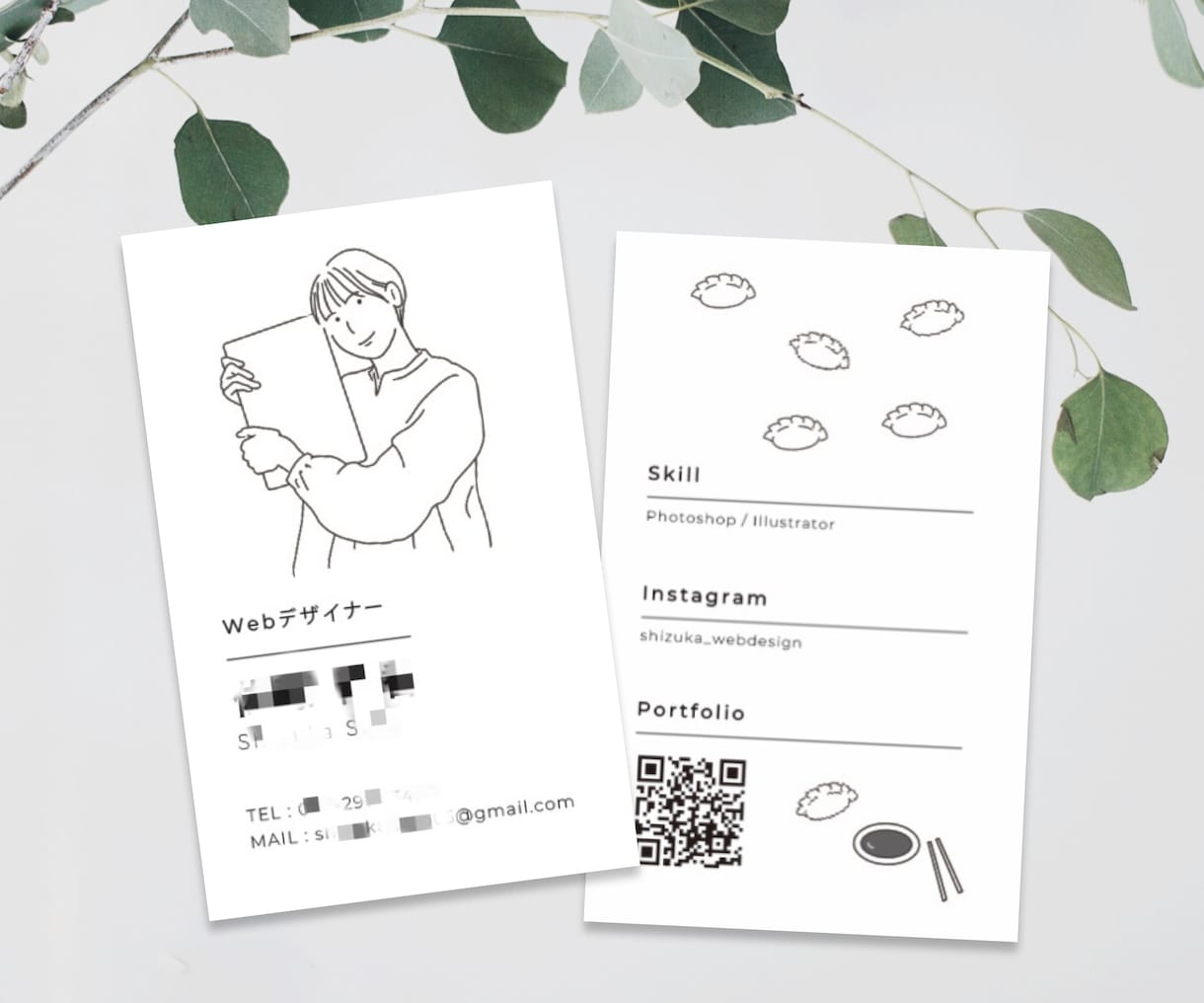 印刷込！ふんわりとした似顔絵入り両面名刺作成します 両面作成！インパクトあり！イラストでイメージを伝える イメージ7