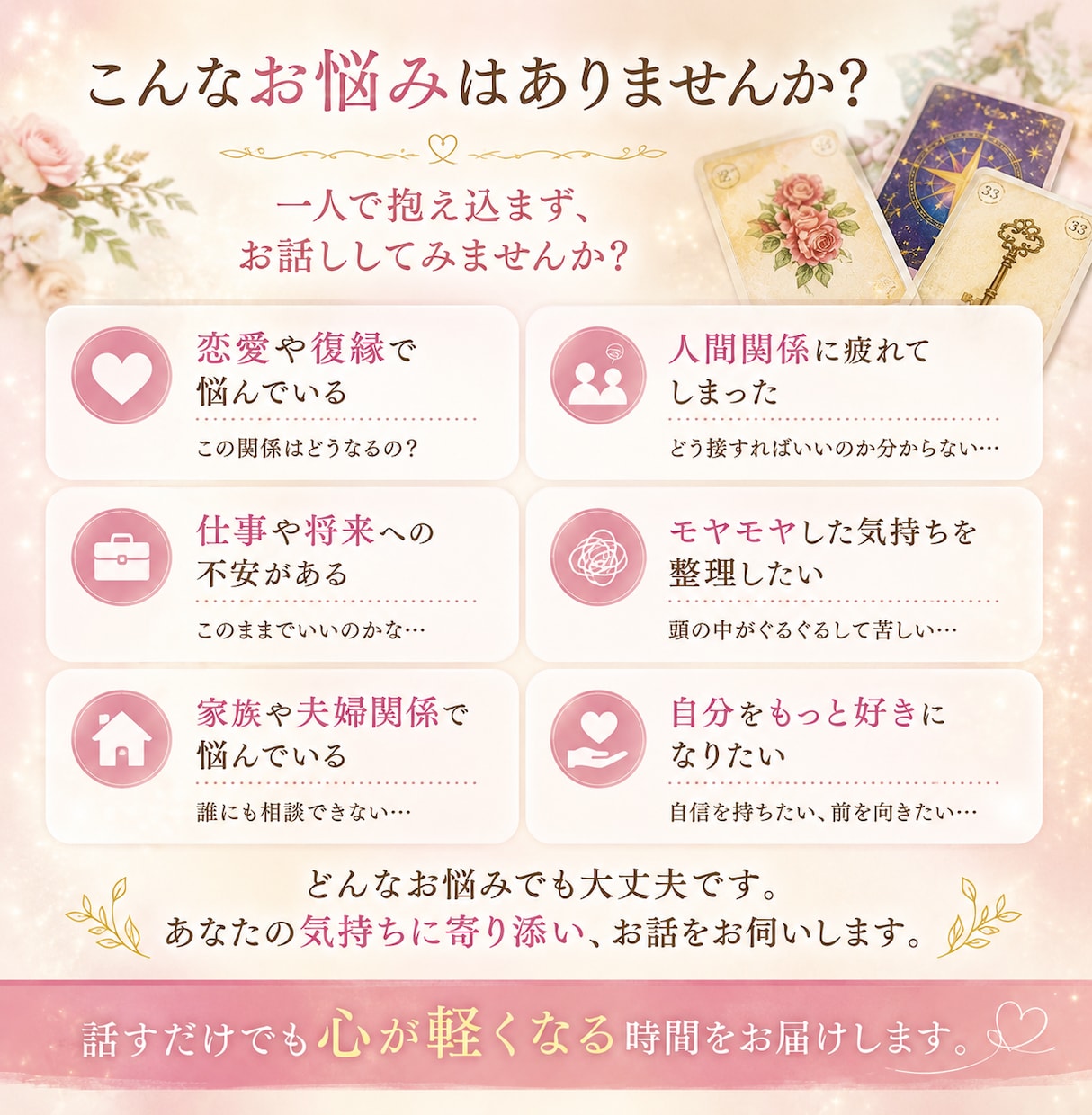カードから今必要なメッセージをお届けします 一人で抱えず、お話ししてみませんか？ イメージ2