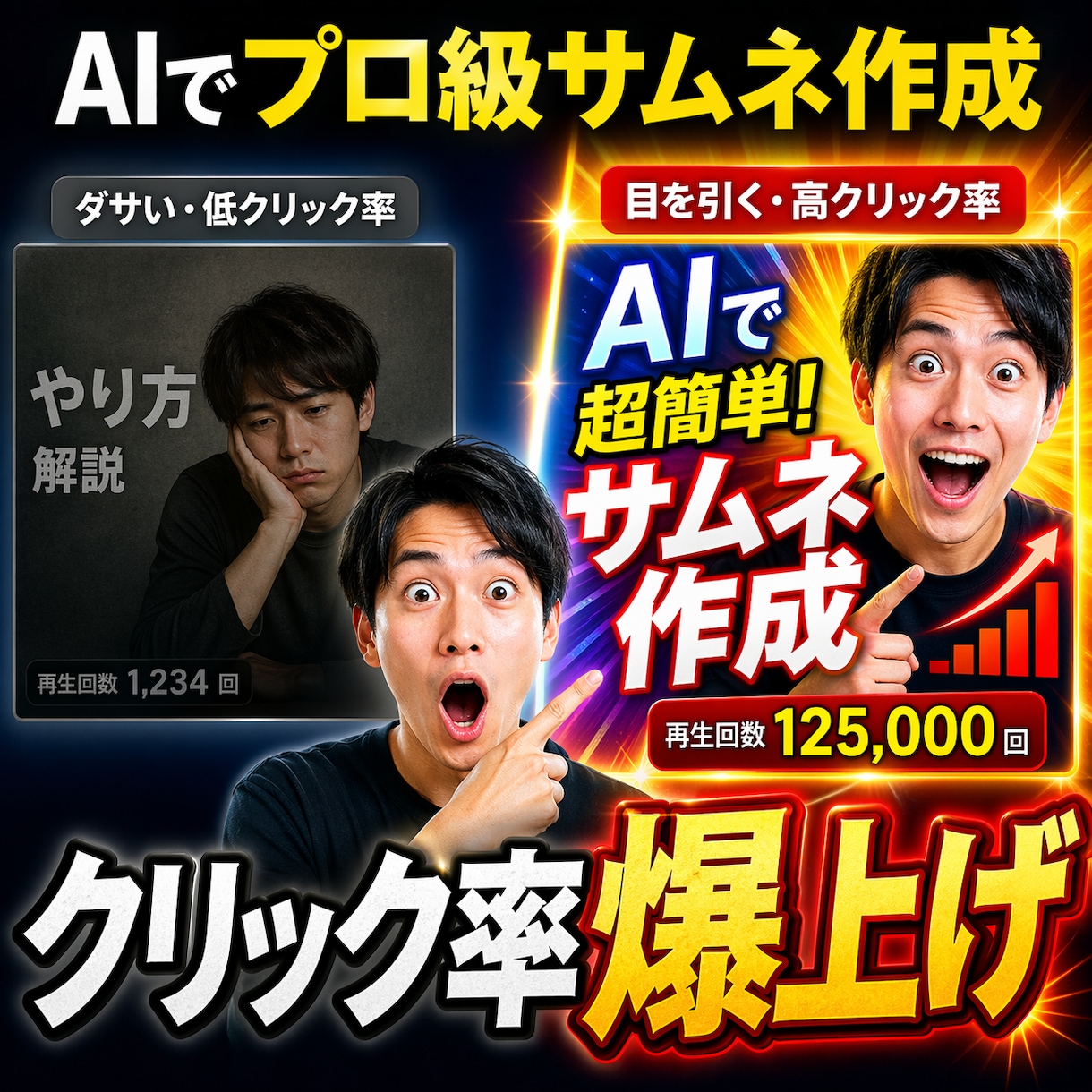 サムネ＋改善理由のレポートをセットで提供します クリック率改善を目的に設計されたサムネを制作します イメージ1