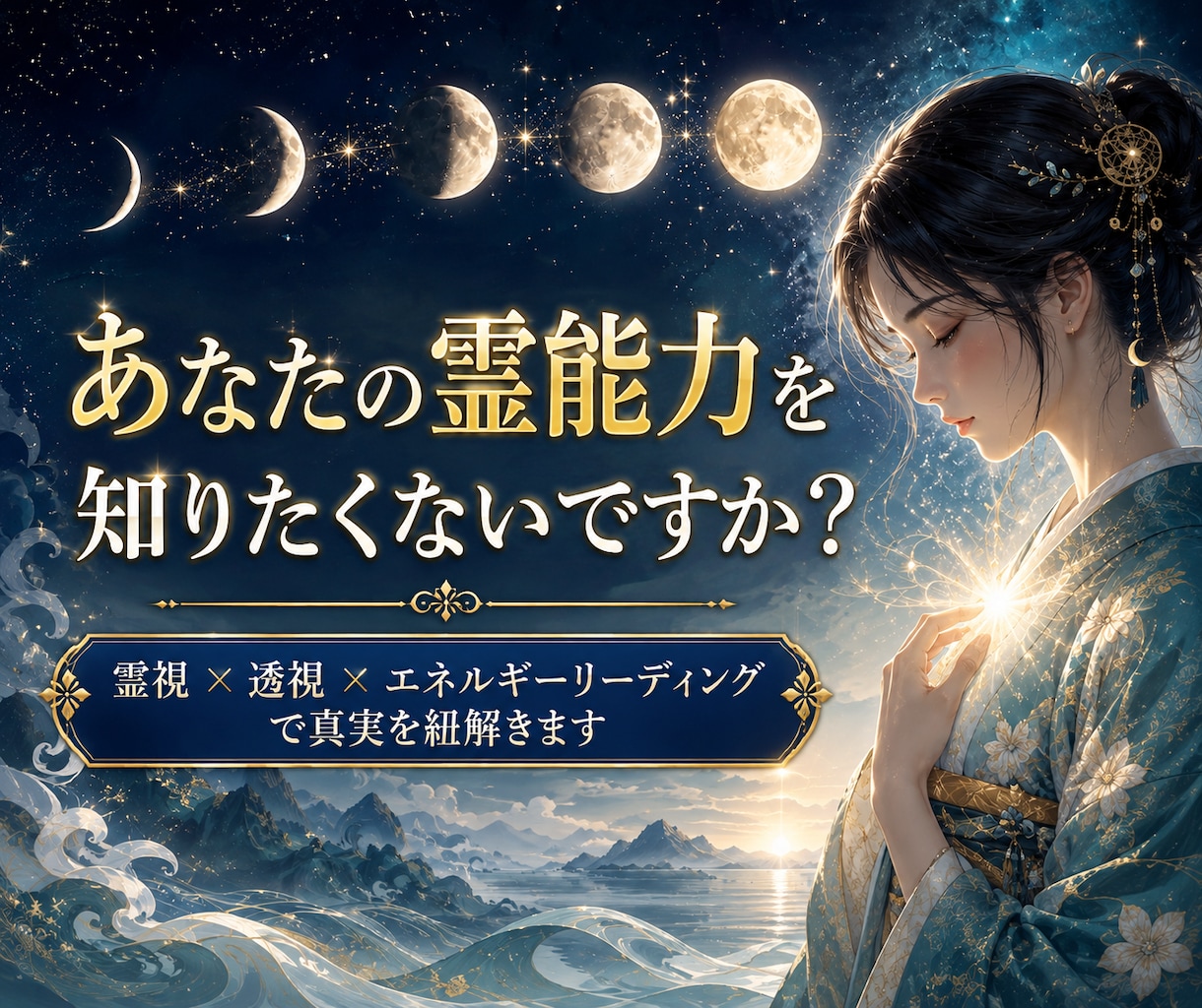 あなたに眠る霊視の力と 目覚めの段階を視ます 敏感なだけではありません。今の霊性の段階と活かし方を視ます イメージ1