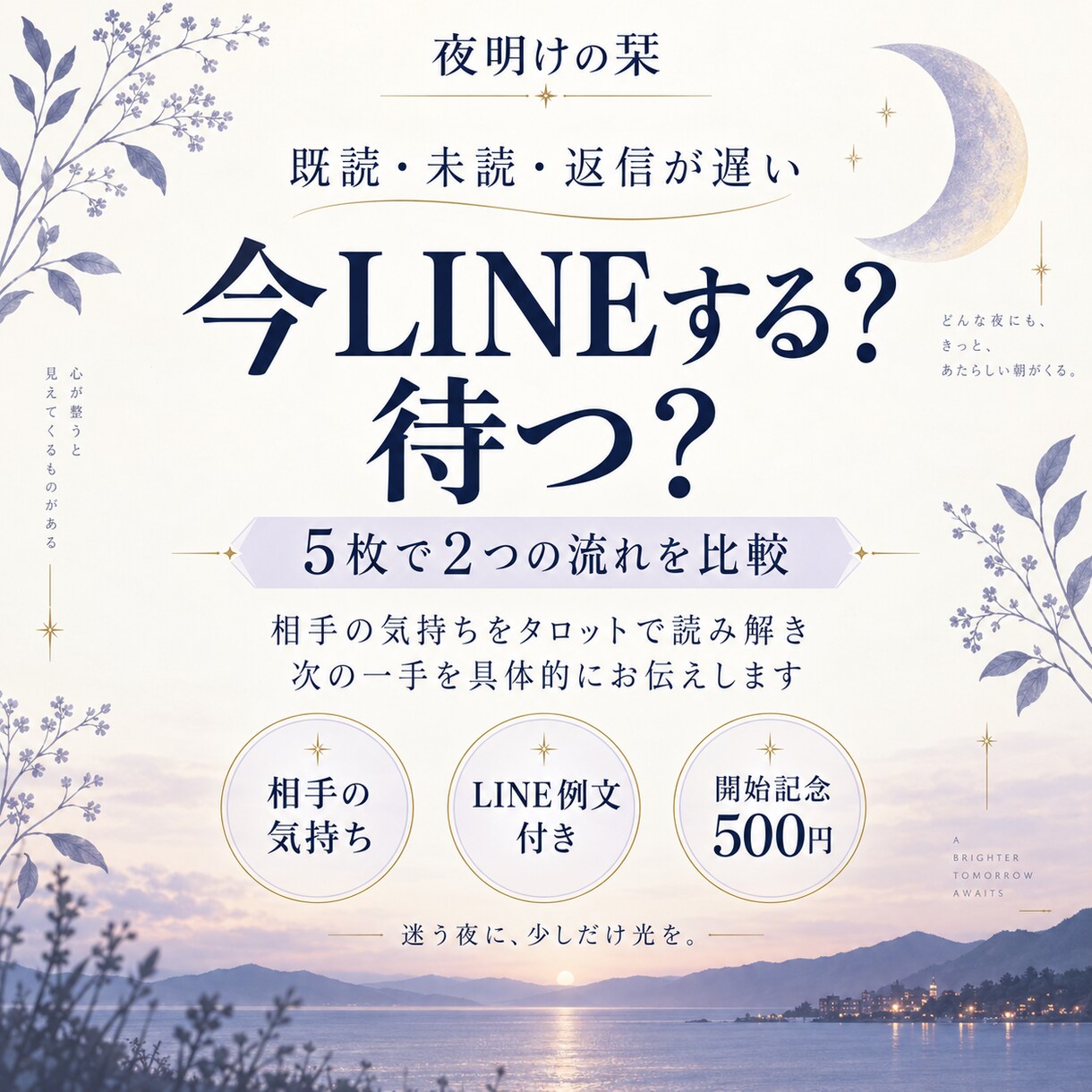 返信が遅い彼の気持ちと今LINEすべきか占います 送る？待つ？5枚で比較｜LINE例文までお届け イメージ1