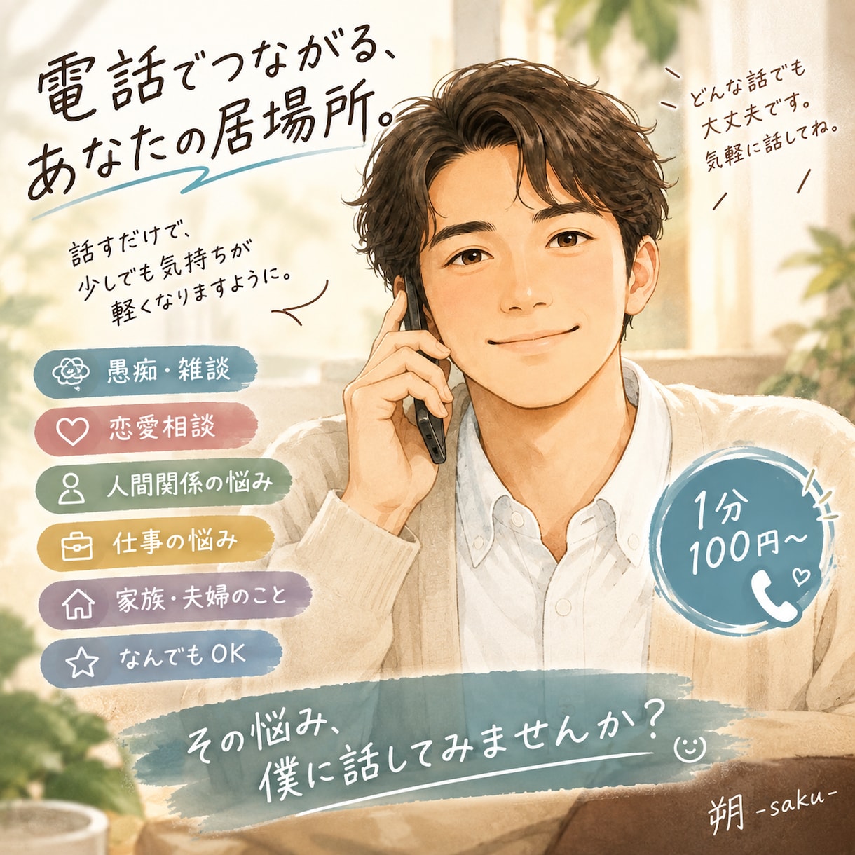 誰にも言えない愚痴、全部聞きます 頑張りすぎたあなたの話、全部聞きます。 イメージ1