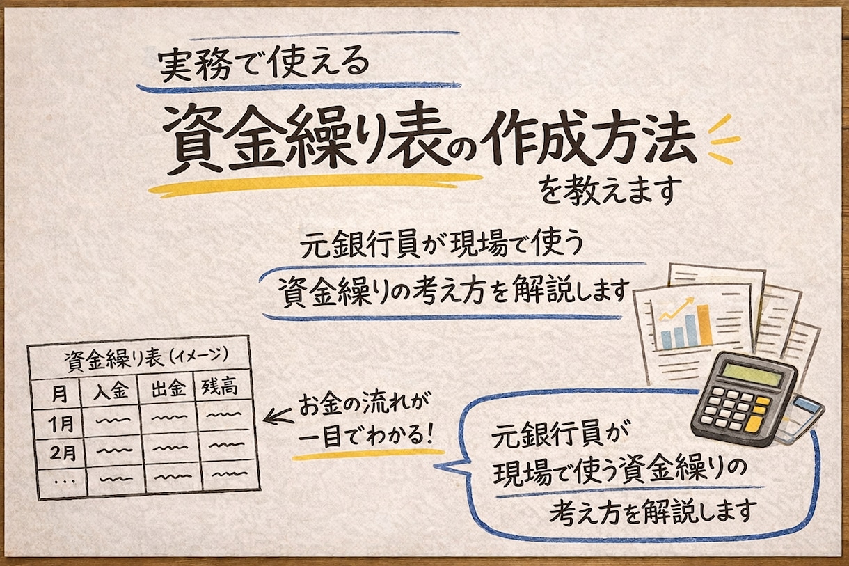 実務で使える資金繰り表の作成方法を教えます 元銀行員が現場で使う資金繰りの考え方を解説します イメージ1