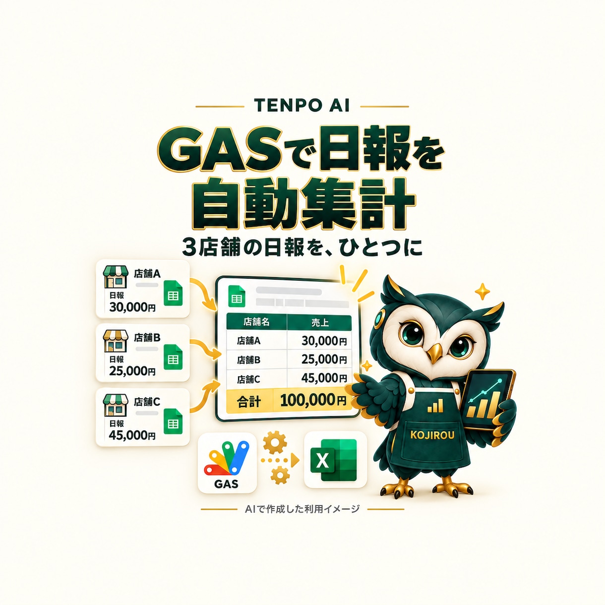 GAS・Excelで毎日の仕事を自動化します 入力・集計・日報・口コミ・進捗確認を楽に イメージ1