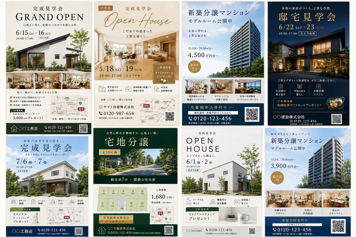 見学会・工務店・新築マンション等のチラシ制作します 高級感や親しみやすさなど目的に合わせてデザイン イメージ2