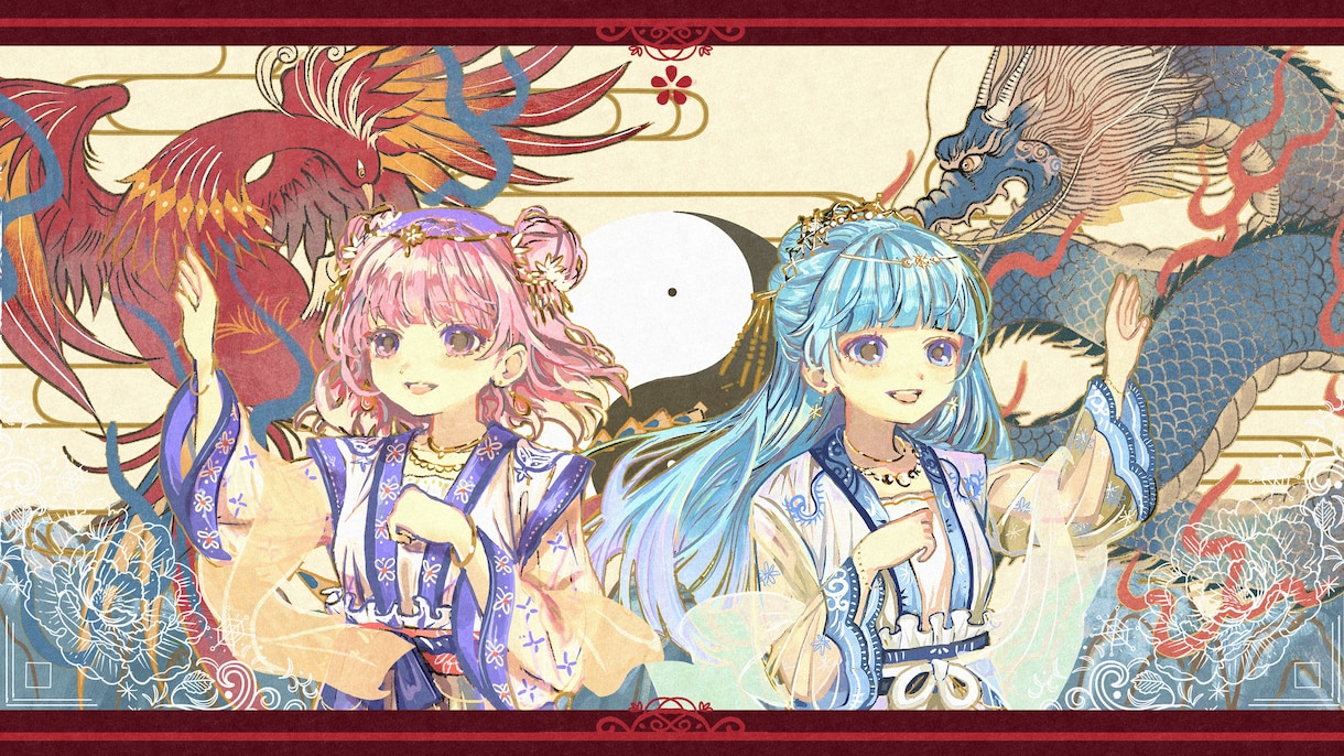 中華系の華やかなイラストを制作します 中華系の描きこんだ華やかな1枚絵を制作いたします イメージ3