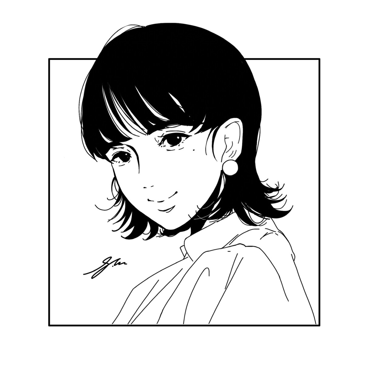 シンプルでお洒落な線画の似顔絵イラストを描きます 漫画テイストの線画で似顔絵のイラスト作成を致します！ イメージ3