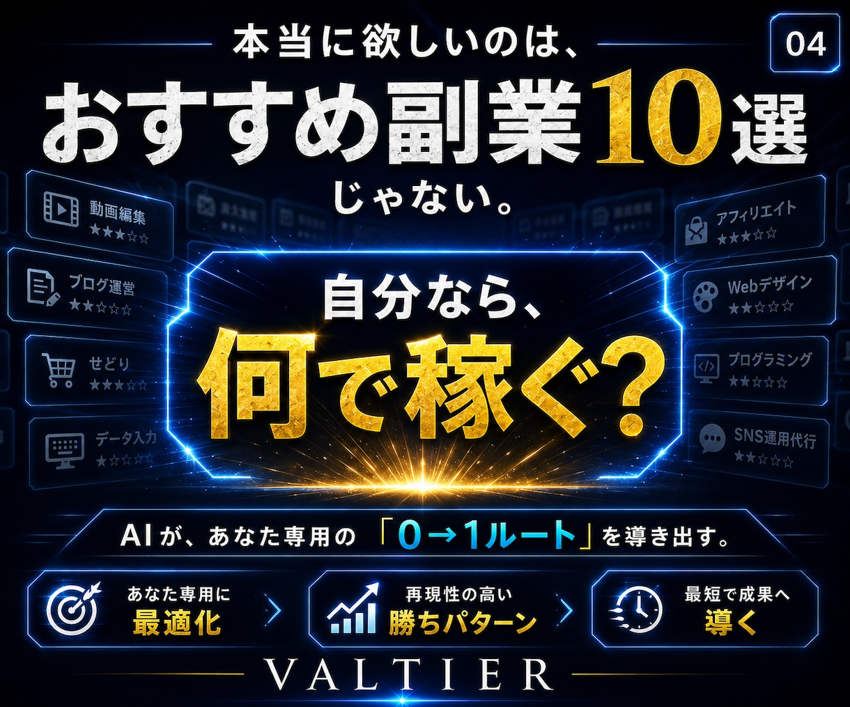自動化副業「何で稼ぐ？」をAIに決めさせますます スマホで4つ答えるだけ。あなた専用の0→1ルートを自動設計 イメージ5