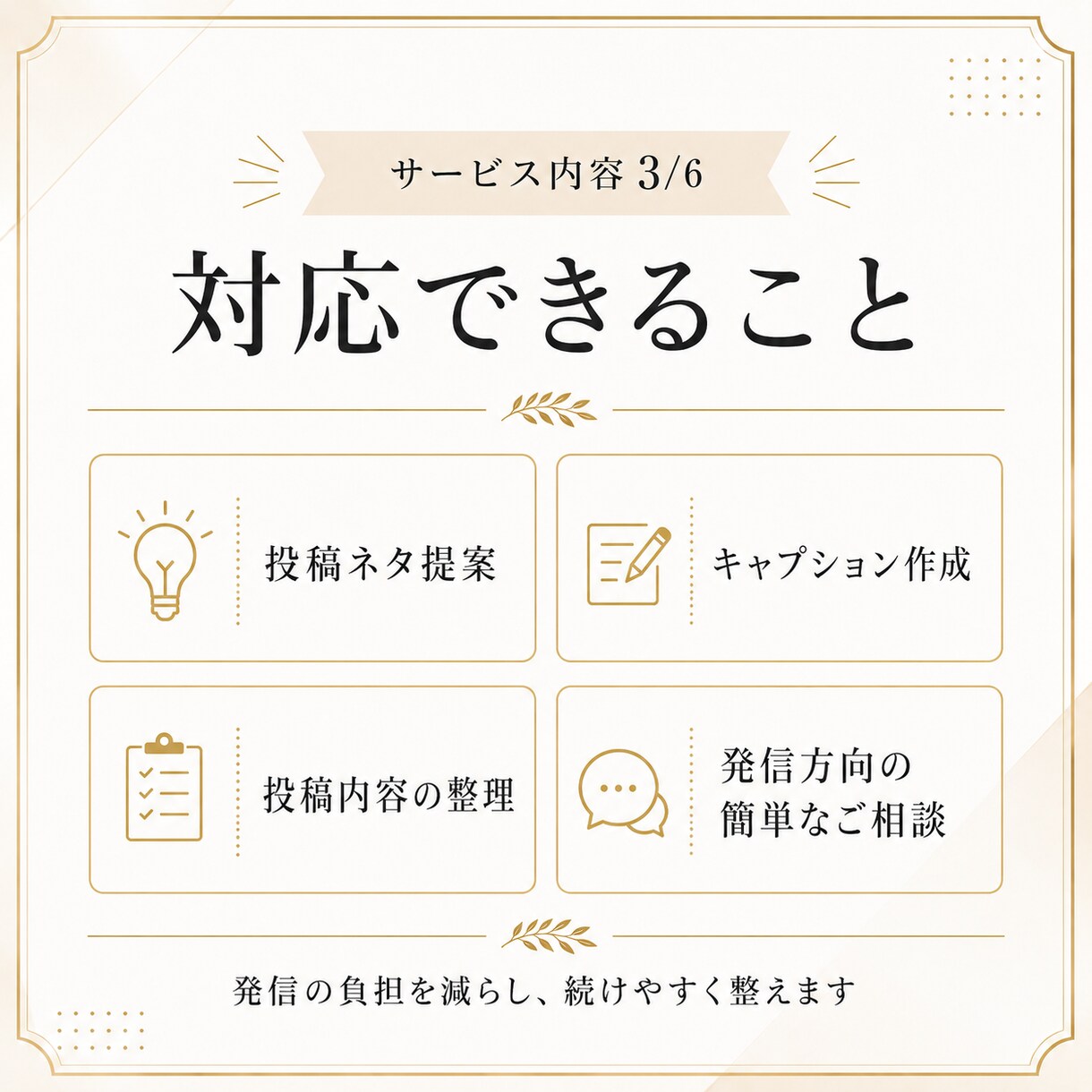 Instagram投稿文作成をお手伝いします 発信に悩む方へ、投稿内容を整理してご提案します イメージ3