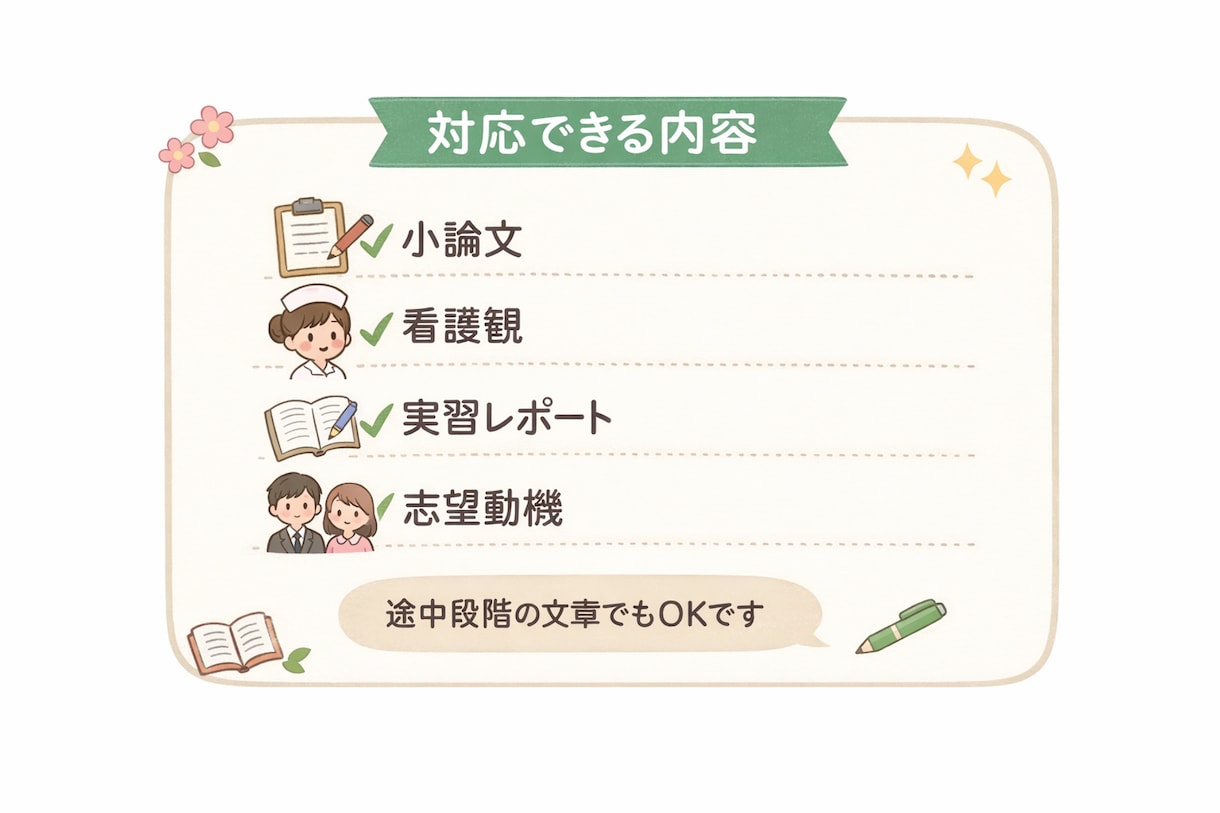 看護師・学生、看護観.志望動機の添削、作成します 指導経験有り→看護師が伝わる志望動機を添削　早期最短ご相談 イメージ2