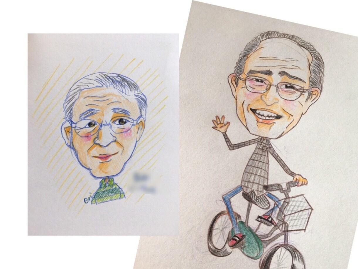 喜寿、米寿等のお祝いに☆かわいい似顔絵お描きします ☆頭巾と衣装は追加料金なしでお描きします☆お祝いにどうぞ♪ イメージ3