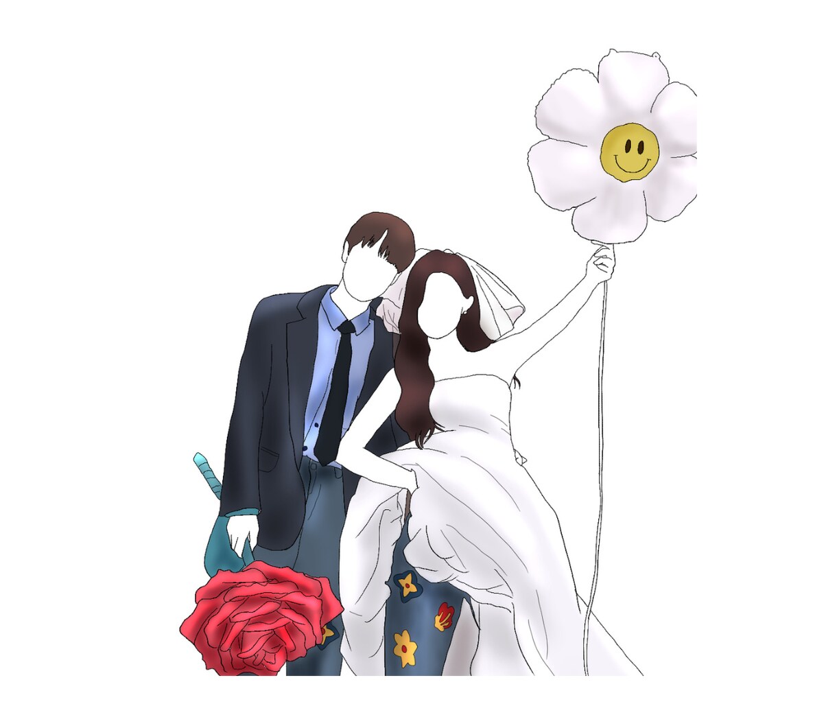 いただいた写真をもとに線画イラストを描きます 結婚式アイテムや、SNSアイコンなど様々な用途で使用できます イメージ5