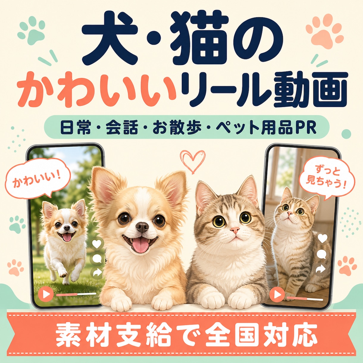 犬や猫の日常をかわいいリール動画に編集します 大切なペットの表情やしぐさを楽しく伝えます イメージ1