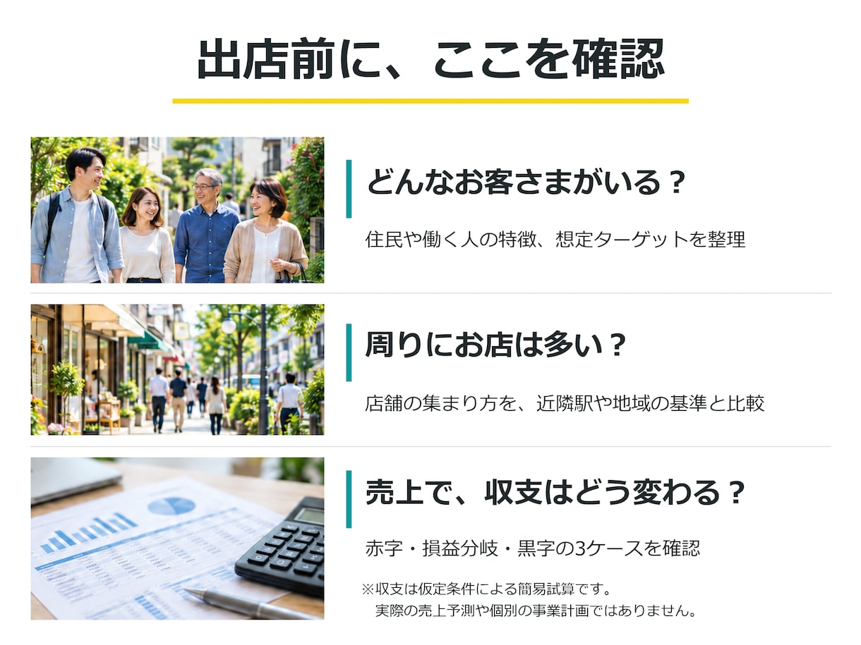 出店候補駅の商圏分析レポートを作成します 人口・競合・収支を整理し、出店前の判断材料に イメージ2