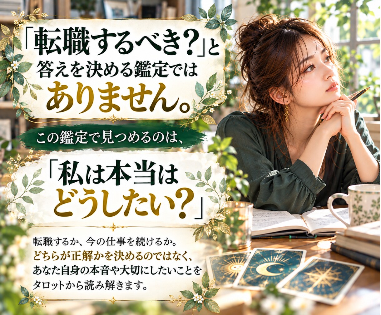 仕事の悩み｜転職に迷うあなたの本音を読み解きます 「私はどうしたい？」が見えてくる自己分析タロット鑑定 イメージ4