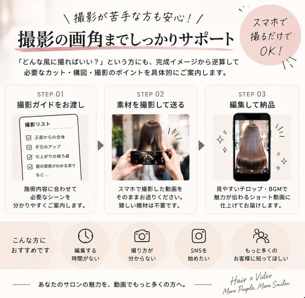 美容室特化｜SNS用ショート動画を編集します あなたの技術を、“伝わる動画”に。 イメージ3