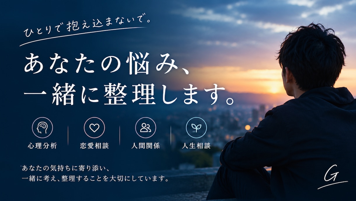 恋愛、人間関係関係の悩みを心理的に分析します 言葉や行動から心理を整理し今後の向き合い方を一緒に考えます イメージ1