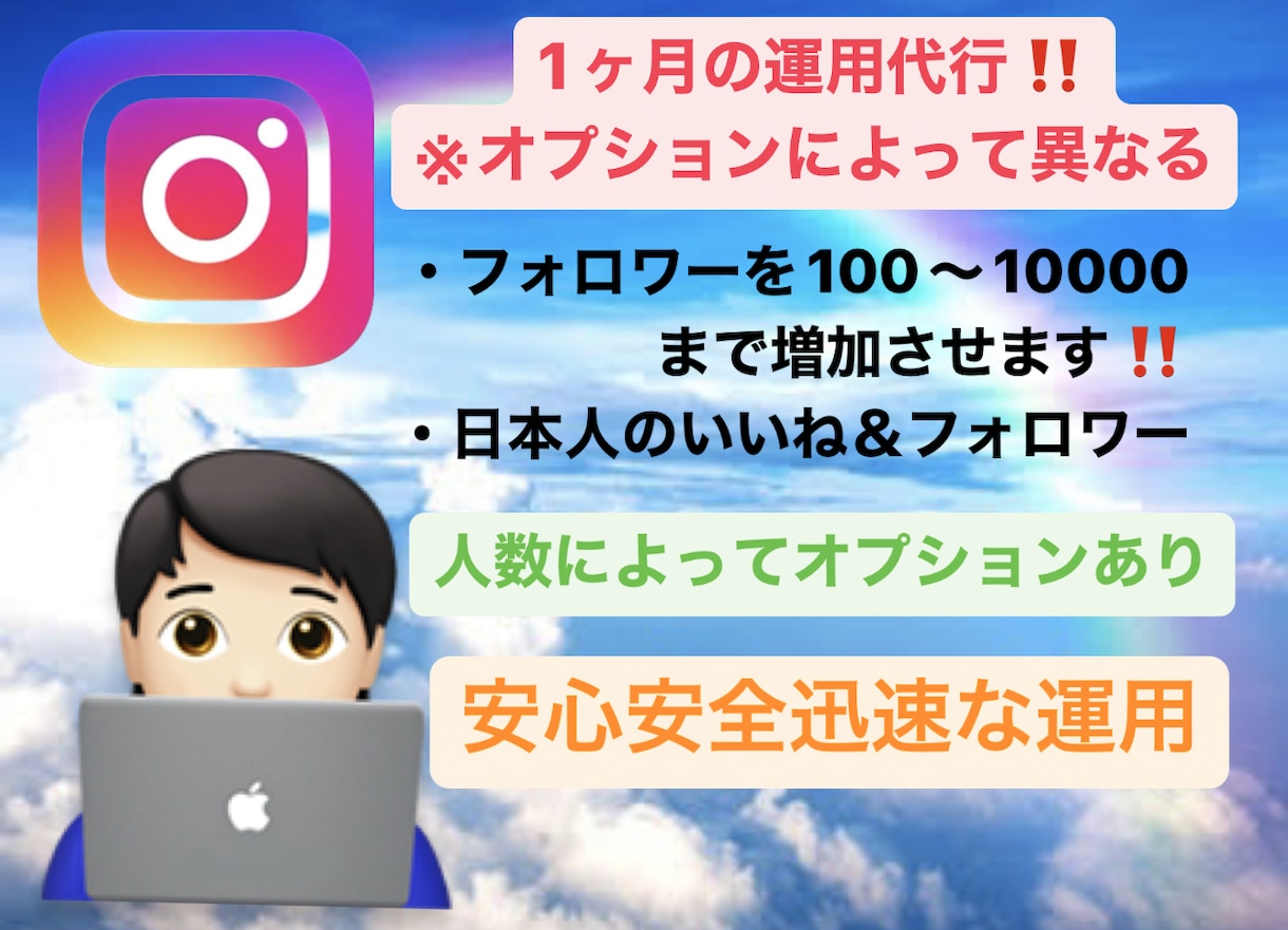 インスタ代行でフォロワー増やします インスタ代行でフォロワーを400人増やします！ イメージ2