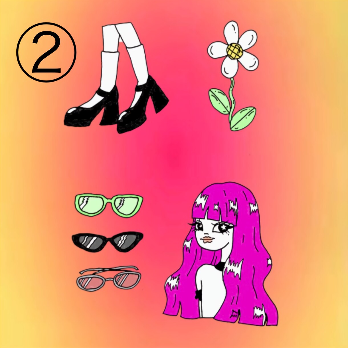 お洒落で個性的☆カラフルなイラスト作成します ポップで可愛い♡snsのアイコンやお祝いなどにも!! イメージ3