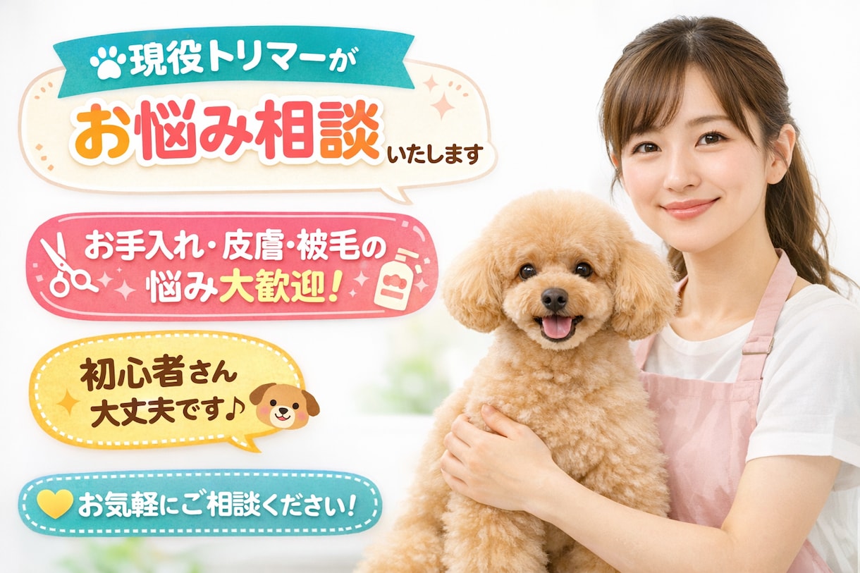 トリマー歴10年以上プロトリマーがお答えします 普段トリマーさんに聞けない色んなことなんでもご相談下さい！ イメージ1