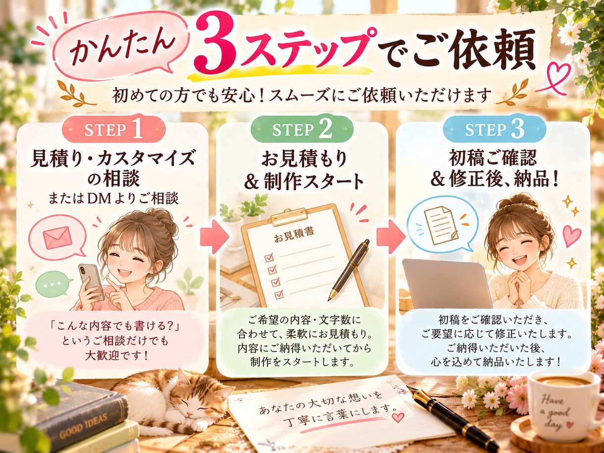 プロ小説家が心温まる手紙・体験談・記事を代筆します 大切な人や読者へ感動を届けるために、真心を込めて執筆します イメージ8