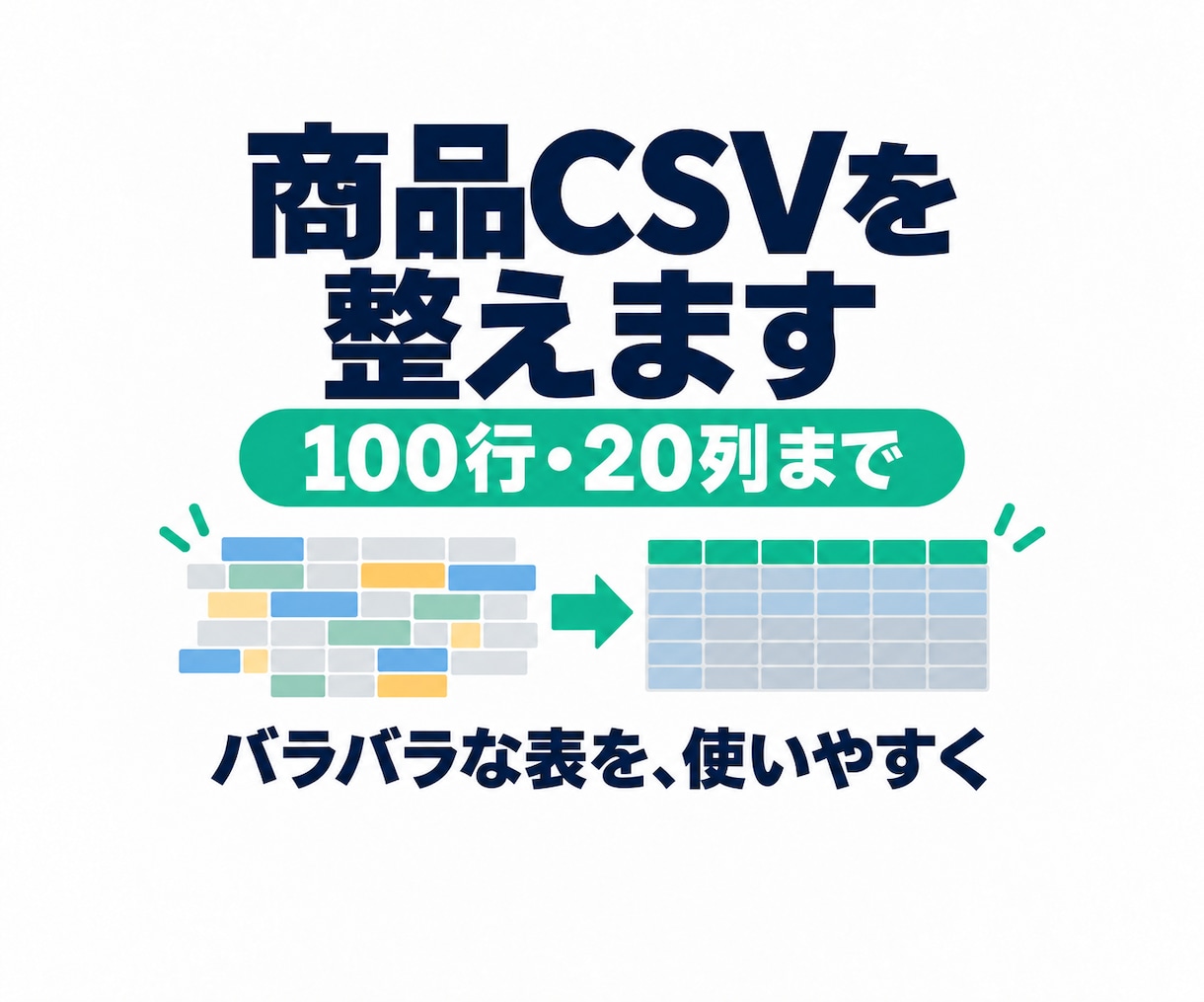 商品CSVの列順・表記・形式を整えます 100行まで、変更一覧と要確認一覧付き イメージ1