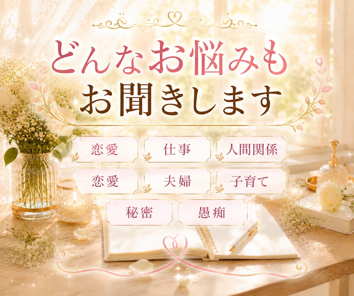占い師が占いをせずにあなたのお話をお聞きします 愚痴・人間関係・恋愛・仕事・夫婦・子育て・秘密・雑談OK イメージ2