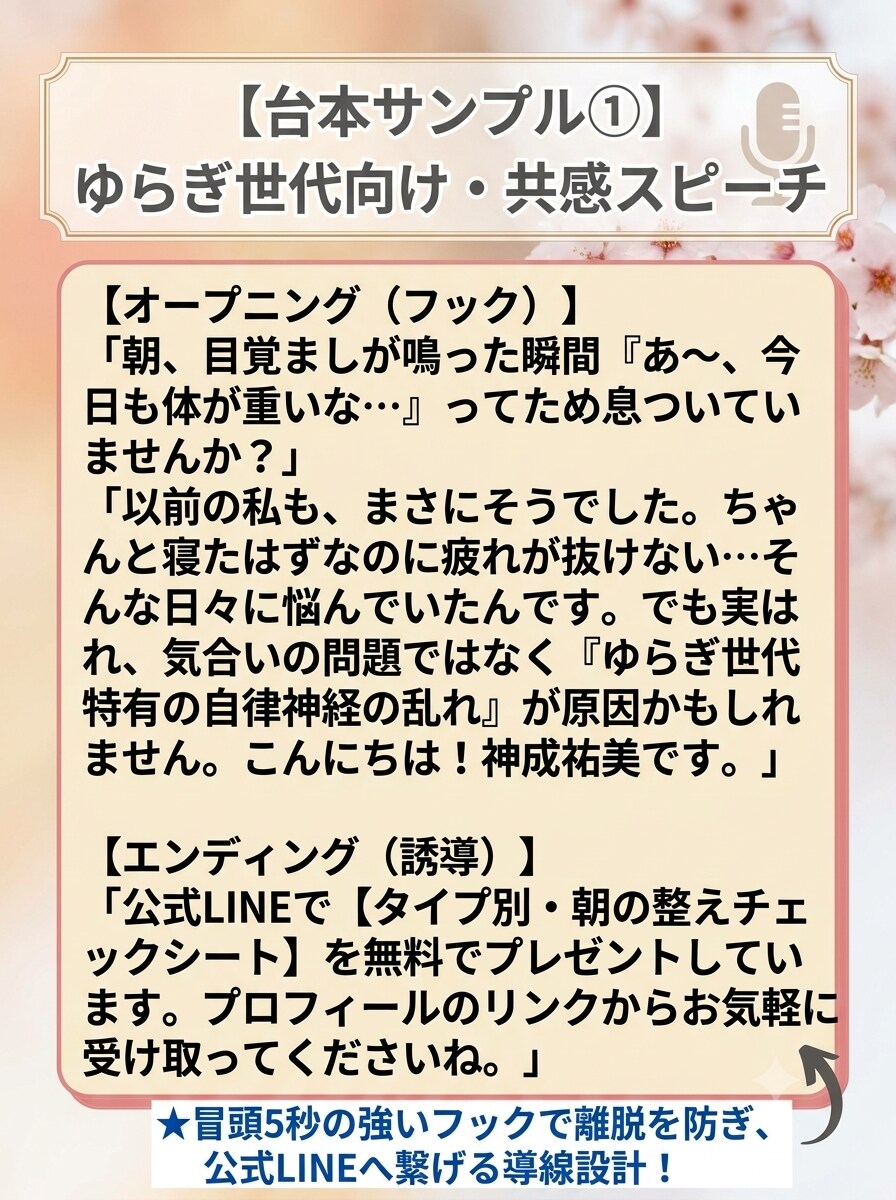 思わず聴いちゃう！集客できる音声・動画台本作ります 冒頭5秒で心を掴む！公式LINEへ集客する『売れる台本』 イメージ2