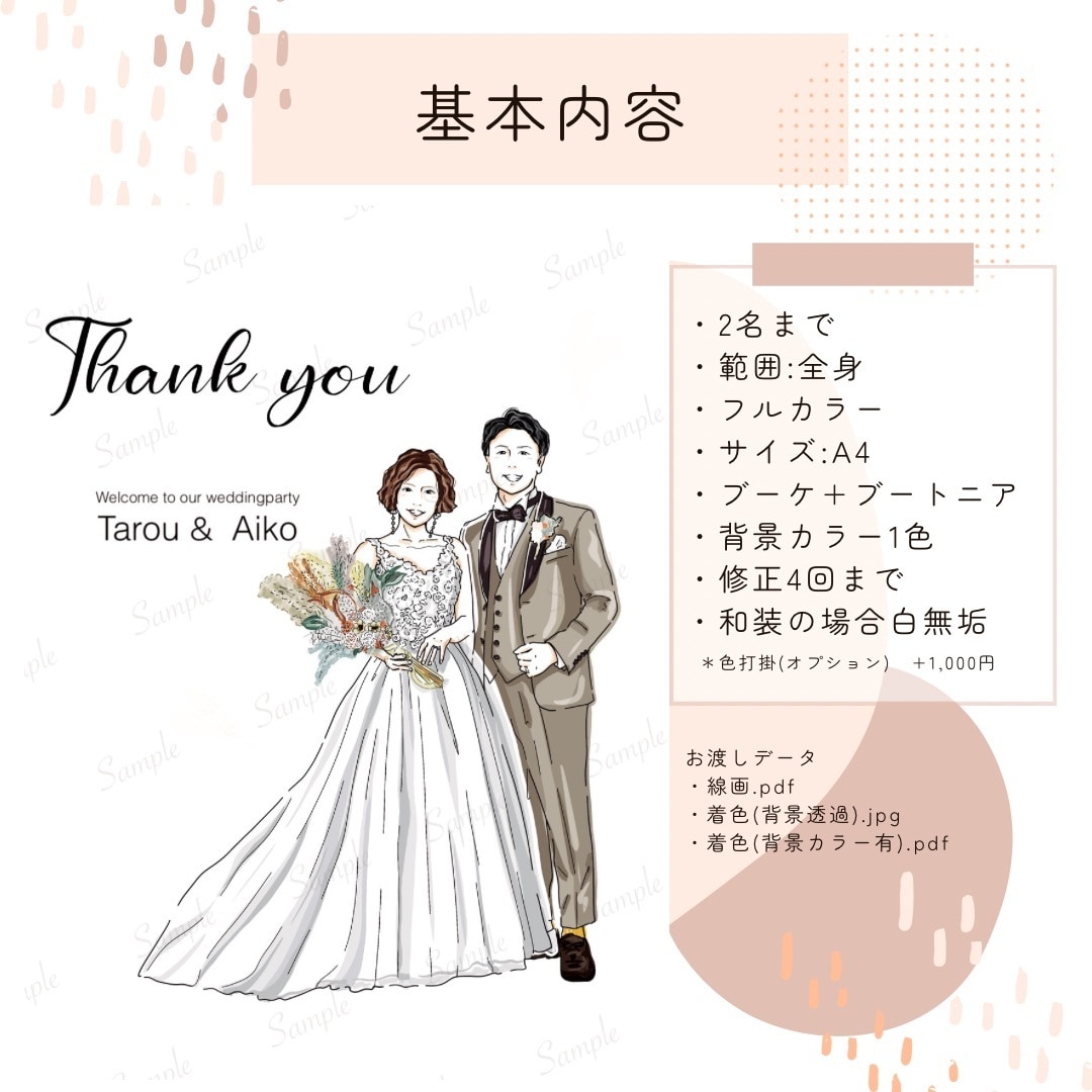 おしゃれ可愛い！似てるウェディングイラスト描きます ♡ウェルカムボード&花嫁DIYやプレゼントにおすすめ♡ イメージ2