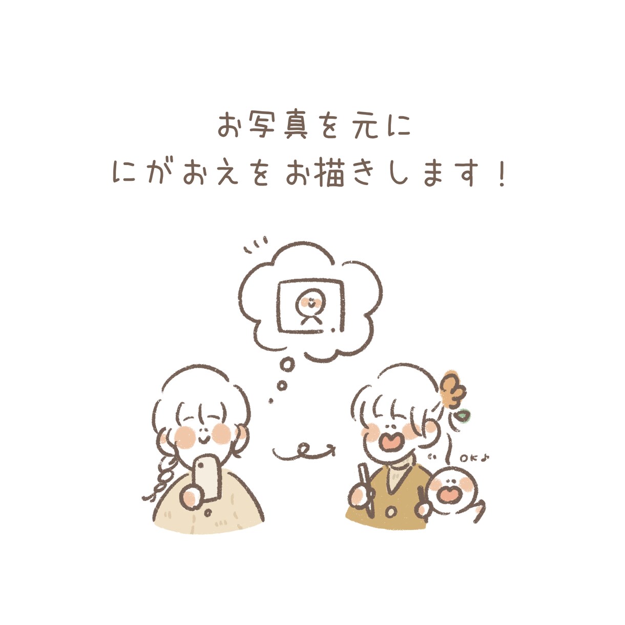 イベントで大好評❀ほっこり可愛い似顔絵お描きします 追加料金なし(人数追加を除く)の簡単オーダー☺︎ イメージ3