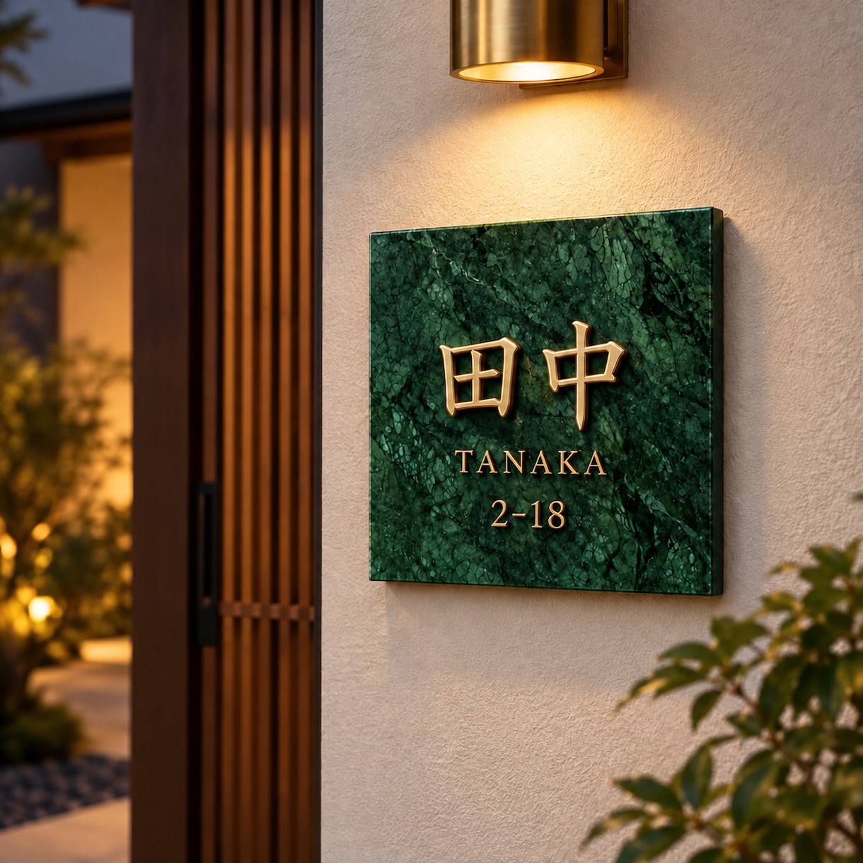 表札・店舗看板を大理石と真鍮でオーダー制作ます 天然グリーン大理石と立体文字で、玄関・お店に品格を イメージ3