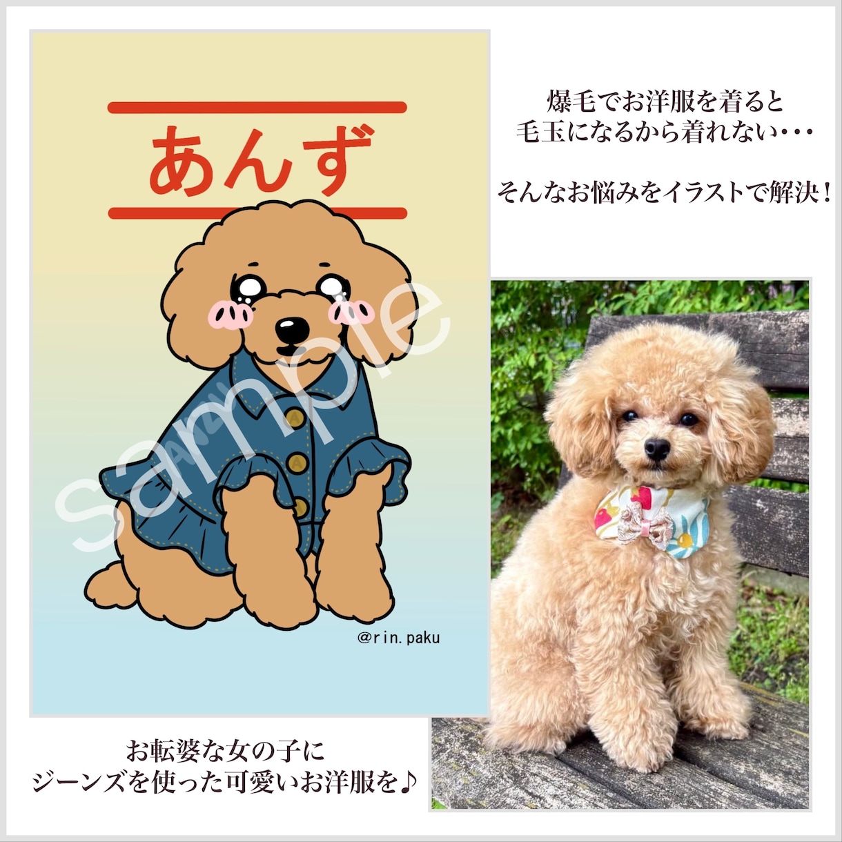 ペットに服を着せたいのに着せられない！解決します イラストならどんなお洋服でも着せられます♪ イメージ1