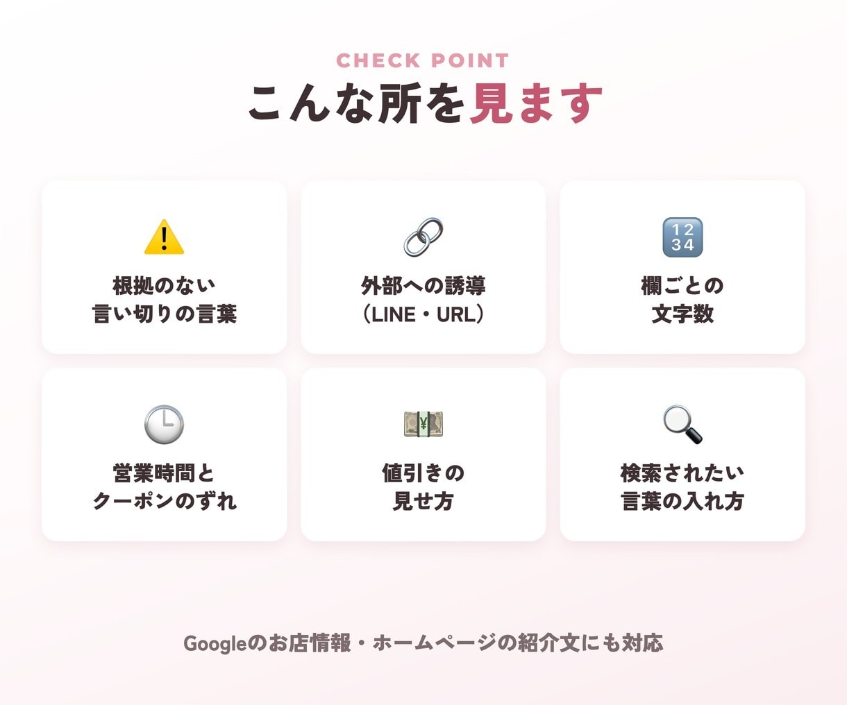 美容サロンの掲載ページを診断し修正文を作ります 直す所の一覧と、そのまま貼れる文章をお渡し イメージ5