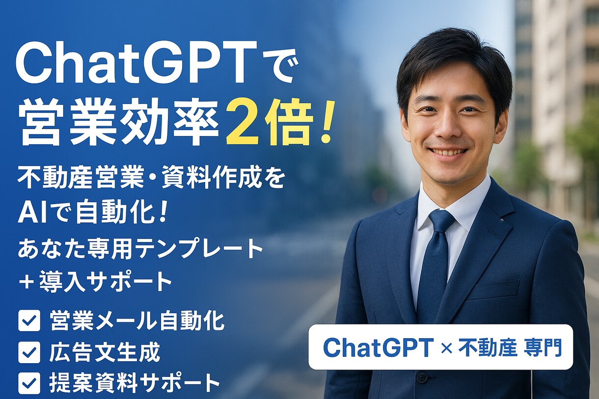 不動産営業・資料作成をAIで自動化します ChatGPT導入で営業効率2倍！【初心者歓迎】 イメージ1