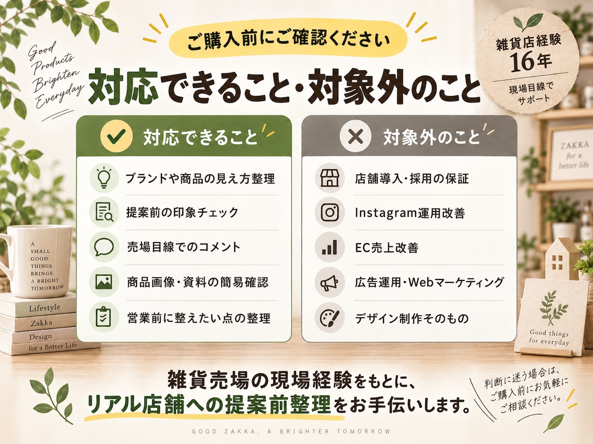 雑貨店への営業前にブランドを整理します 売場歴16年｜店舗担当者に伝わる形を整理します イメージ6
