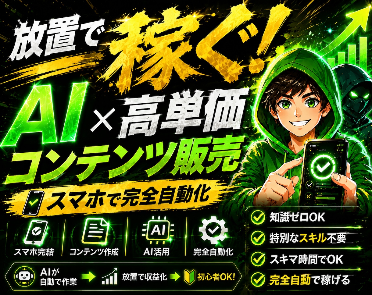AI×高単価コンテンツメソッドで稼ぐ方法教えます スマホ一台で仕組み化する即日出品型副業 イメージ1
