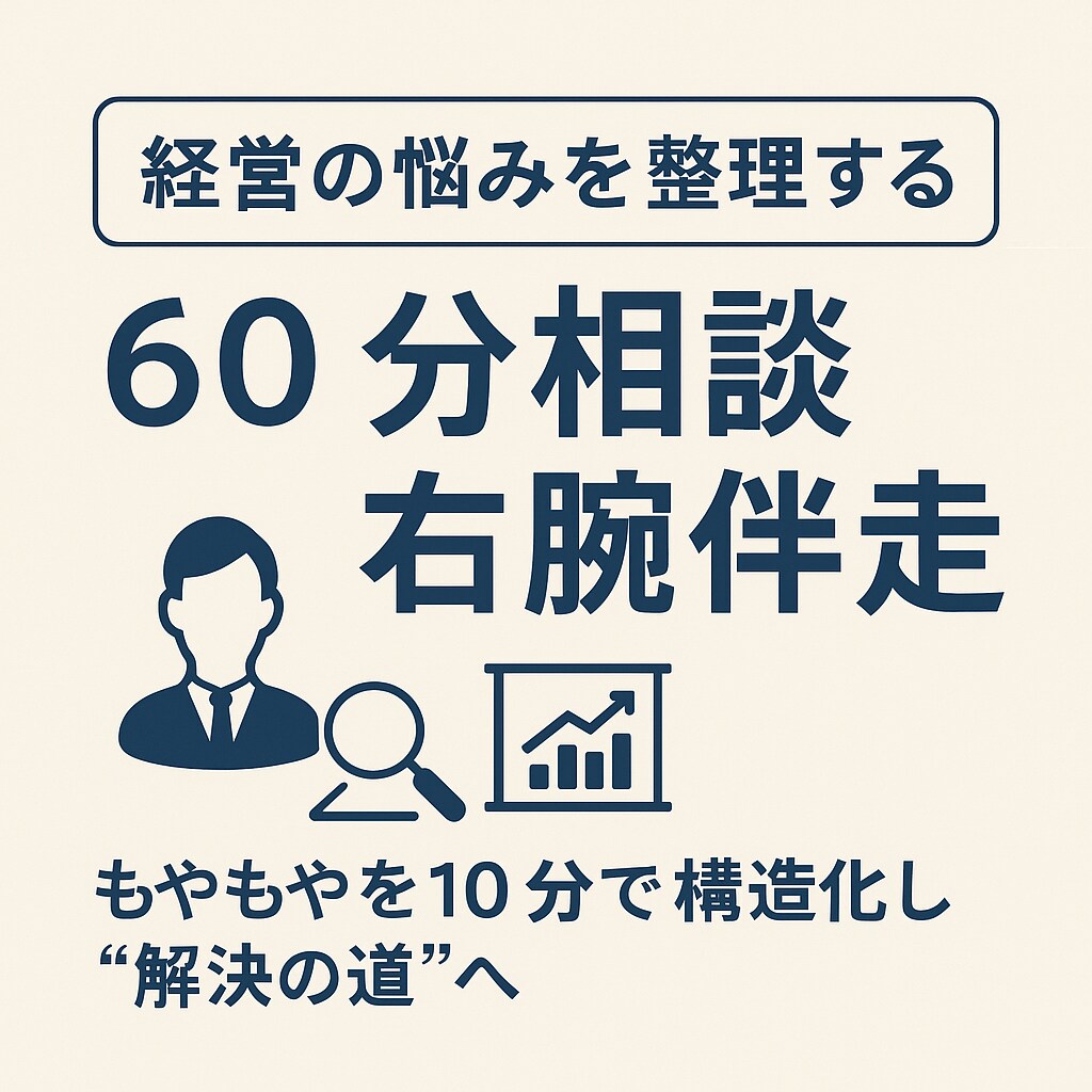 経営の悩みを整理する60分相談|右腕伴走します もやもやを10分で構造化し“解決の道”へ イメージ1