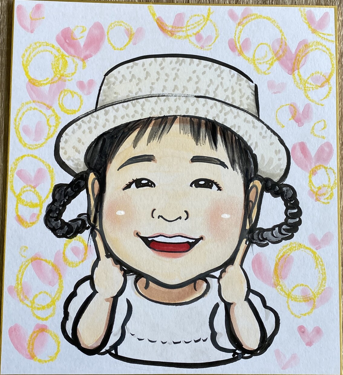 色紙にアナログで優しい唯一無二の似顔絵を描きます 現場で活動する公認似顔絵師が優しい笑顔でお描きします！ イメージ3