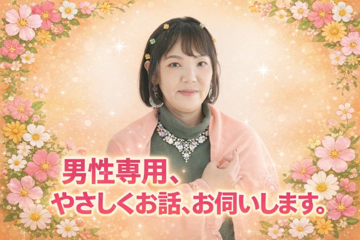 男性専用！お話、お伺いします 相談員20年！でも、女性の友だち感覚のカウンセリングです。 イメージ1
