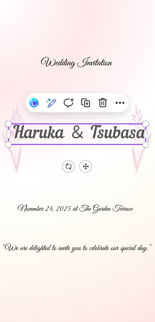 ナチュラル結婚式招待状スマホで文字を入れるだけます スマホで文字や日付を入れ替えるだけ！Canva無料プラン！ イメージ2