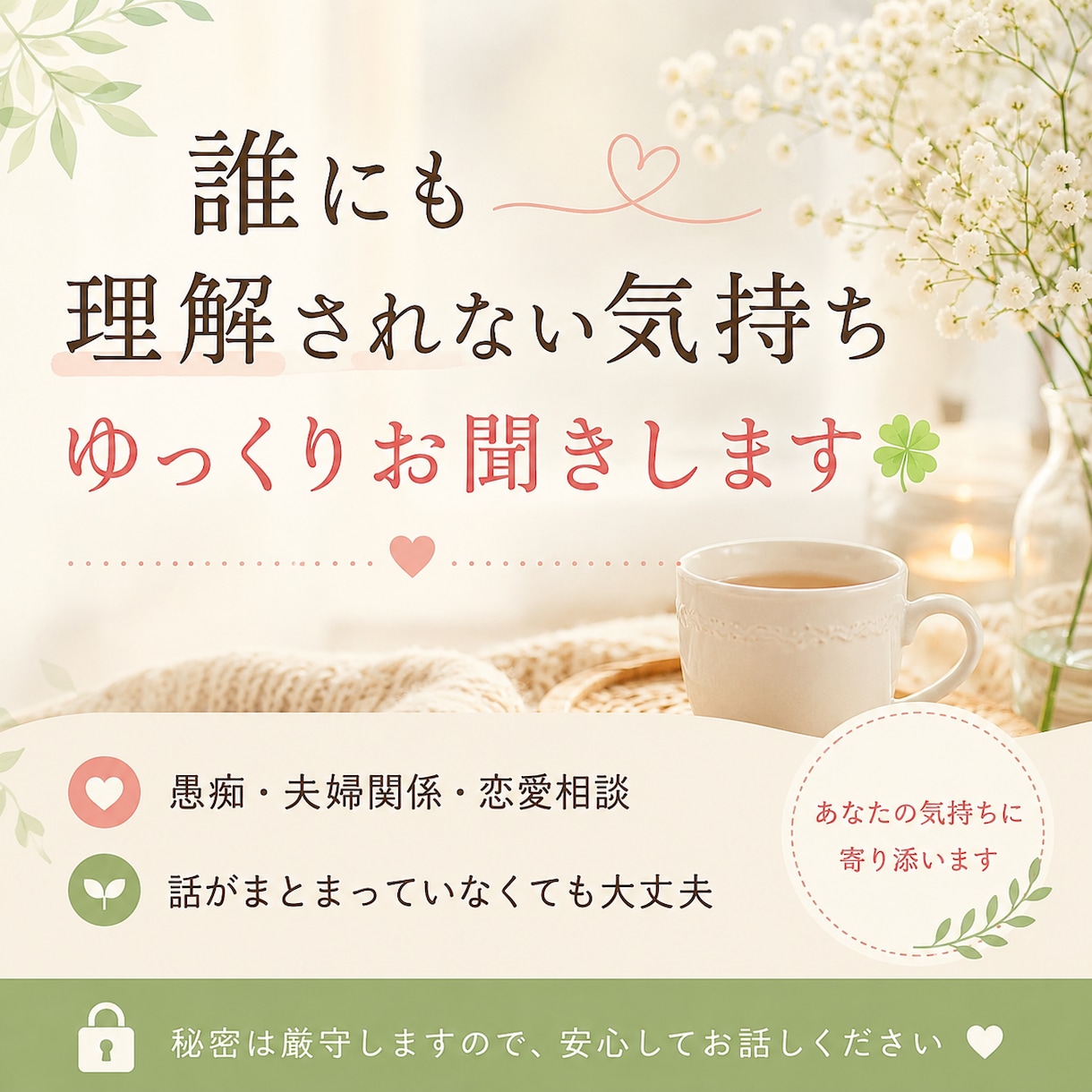 あなたの気持ちを大切に受け止めます 「気にしすぎ」と言われた悩みでも大丈夫 イメージ1