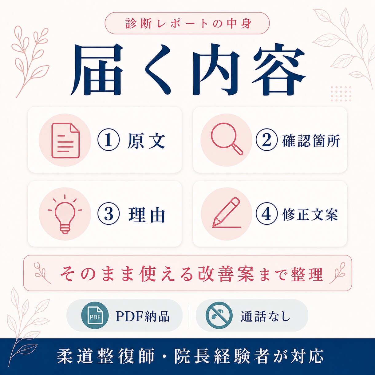 整骨院のSNS・HPを改善診断します 院長経験者が広告表現・文章・予約導線をPDFで整理 イメージ2