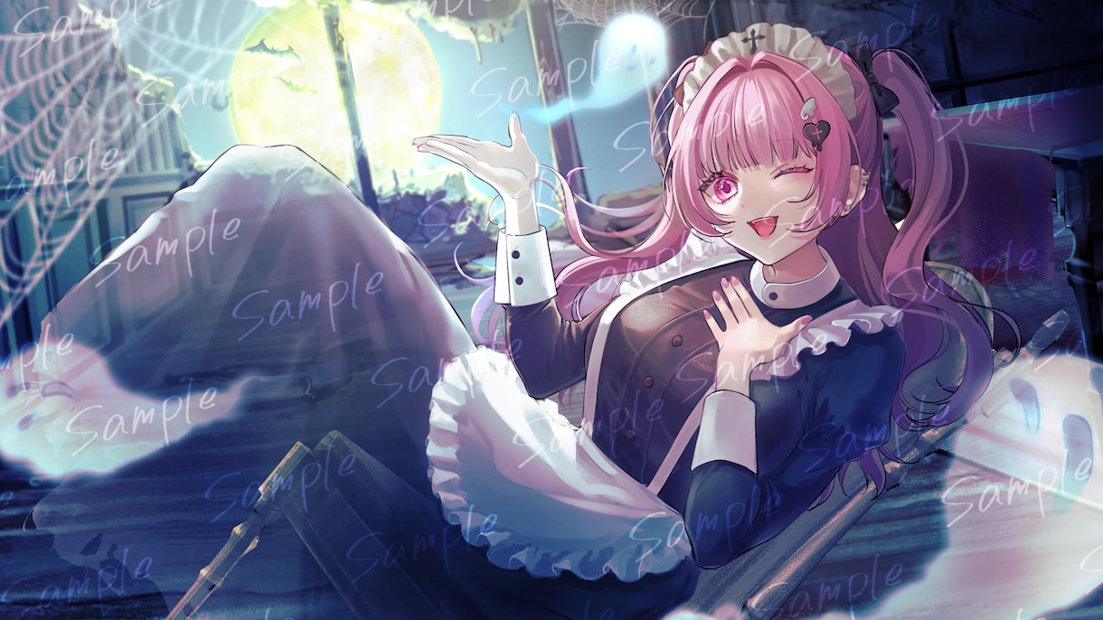 期間限定！ハロウィンイラスト量産企画します サムネにも素材でも使える！洋館メイドさんオバケ仮装 イメージ8