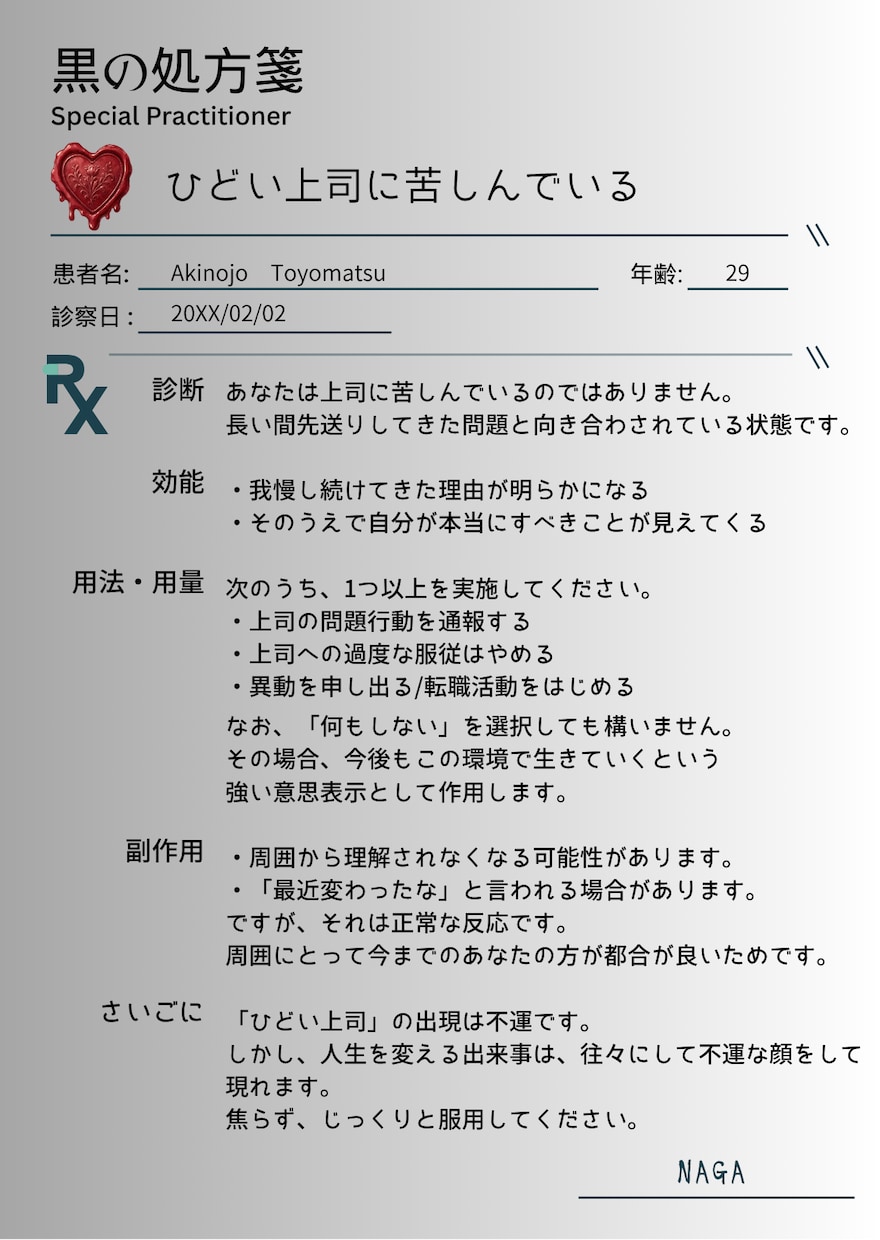 黒の処方箋、お出しします （あなたの悩みに、ちょっと変わった処方箋はいかがでしょう） イメージ2