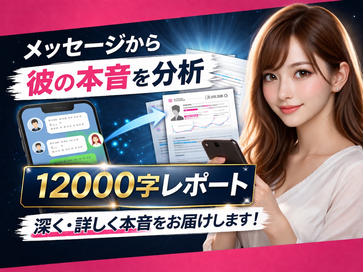 12000字レポート メッセージから本音分析します やりとりから彼の本音を読み解き、具体的に言語化します。 イメージ1