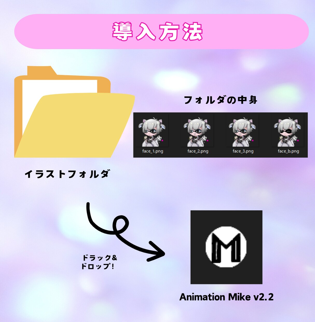 配信で使えるかわい口パクミニキャラ作ります AnimationMikeなどで使える目パチ口パクミニキャラ イメージ3