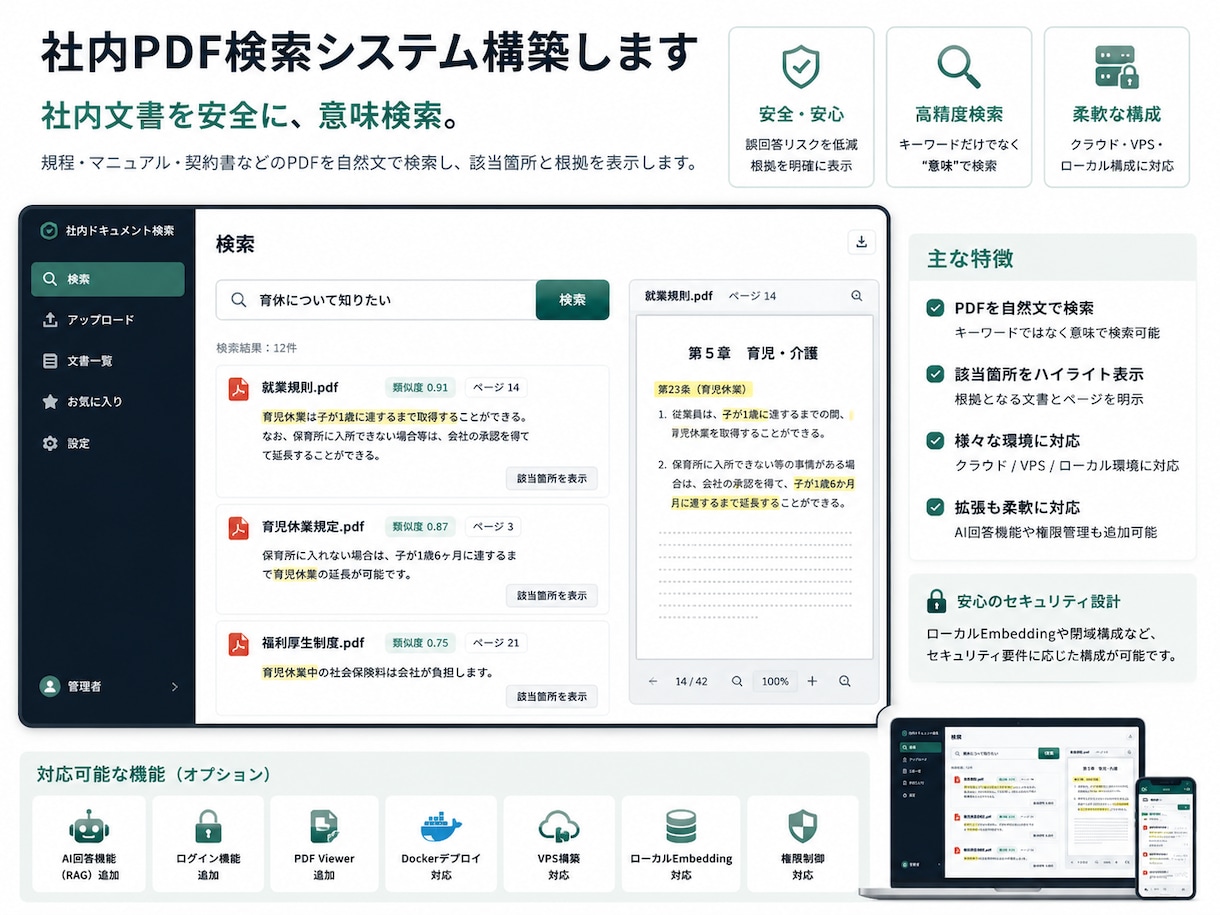 社内PDF検索システム構築します 社内文書を安全に意味検索できます イメージ1