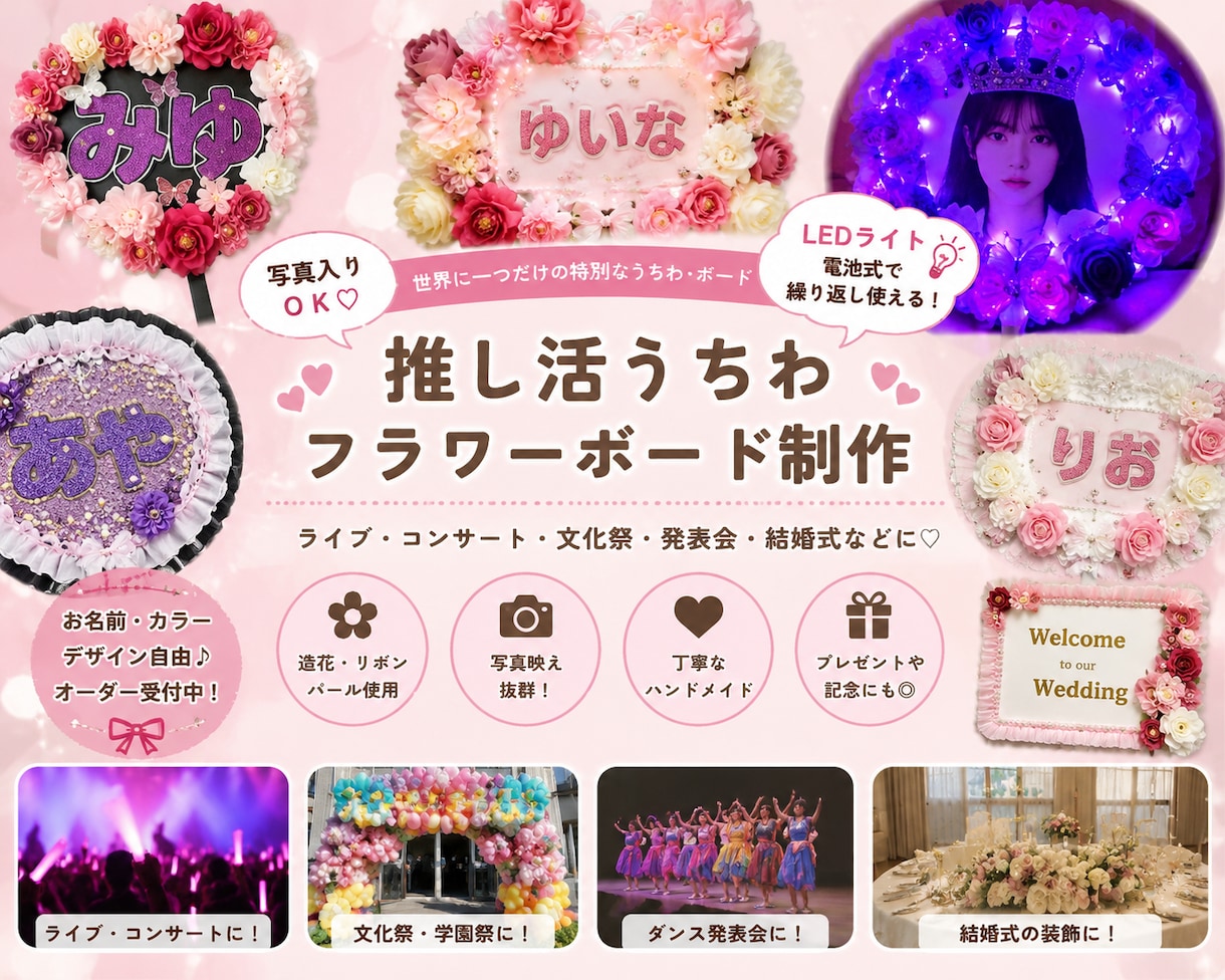 オリジナルデコレーショングッズ作ります あなた好みの、あなたのためだけのオリジナルうちわやボードです イメージ1