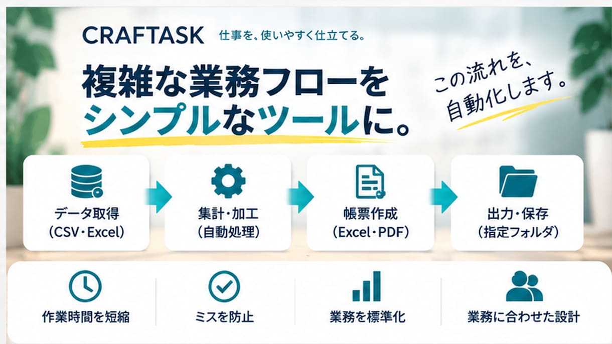 Excel・CSVの面倒な作業を自動化します 操作・変更手順付きで、使い続けられるツールをお届けします イメージ5